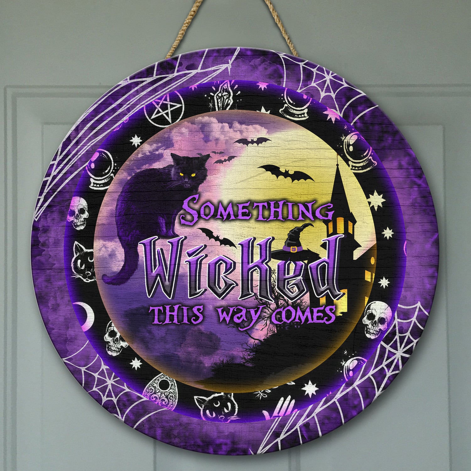 4KNG. Wicked Halloween Door Sign Mockup 9