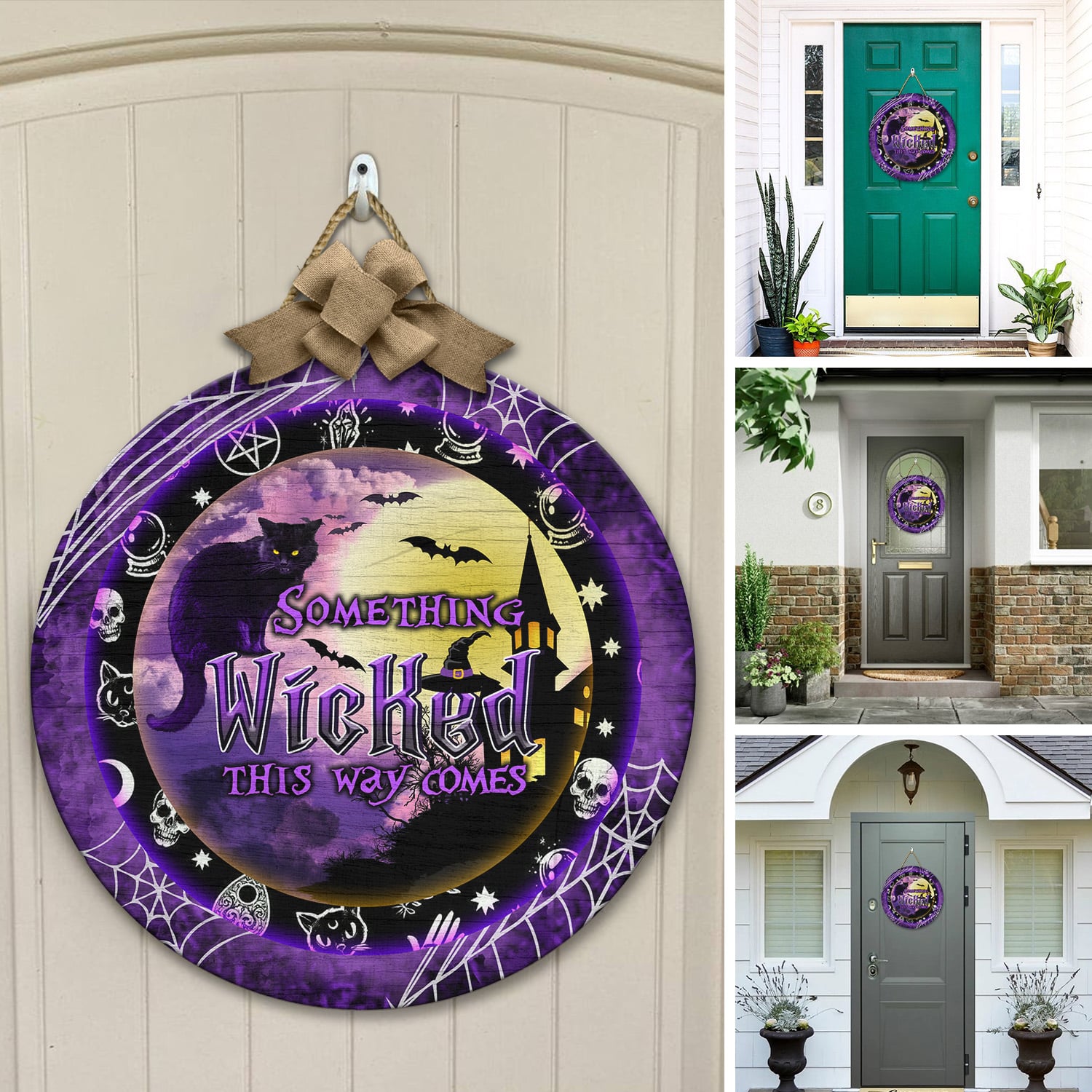 4KNG. Wicked Halloween Door Sign Mockup 12
