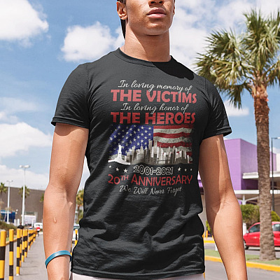 Alternative view of In The Loving Memory Of The Victims 9 11 Memorial T-shirt - 9/11 We Will Never Forget 20th Anniversary Shirt