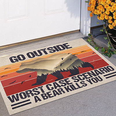 Alternative view of Go Outside Worst Case Scenario A Bear Kills You Doormat - Outdoor Indoor Doormat - Funny Camping Bear Doormat