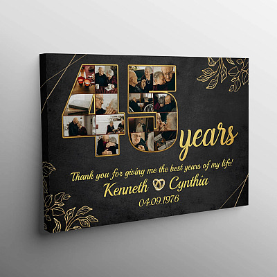 Alternative view of Personalized 45 Years Together Anniversary Framed Canvas - Custom Photo 45th Year Wedding Anniversary Unframed Poster