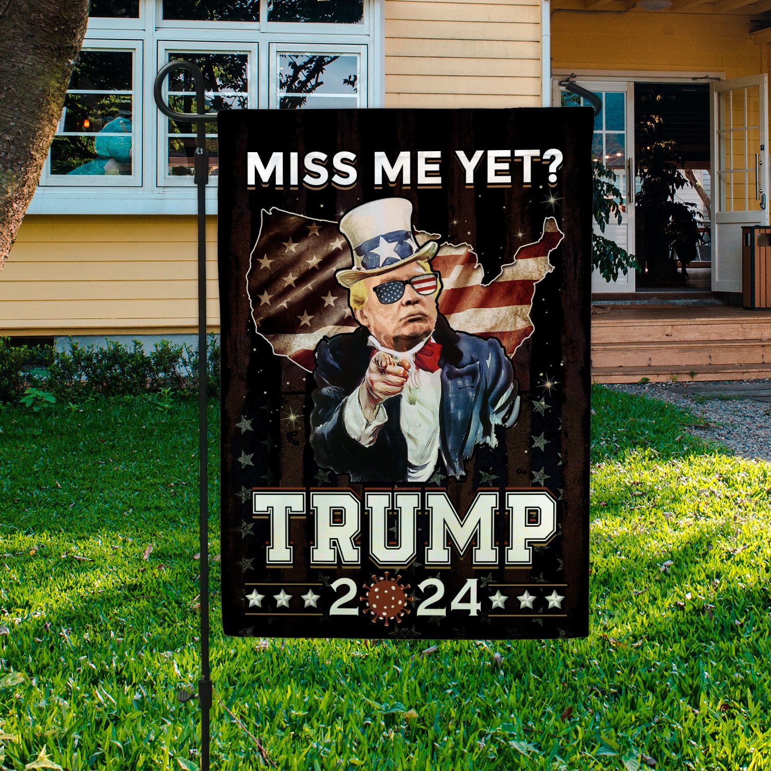 4KT. Miss Me Yet Trump 2024-30x40 Garden Flag Mockup 3