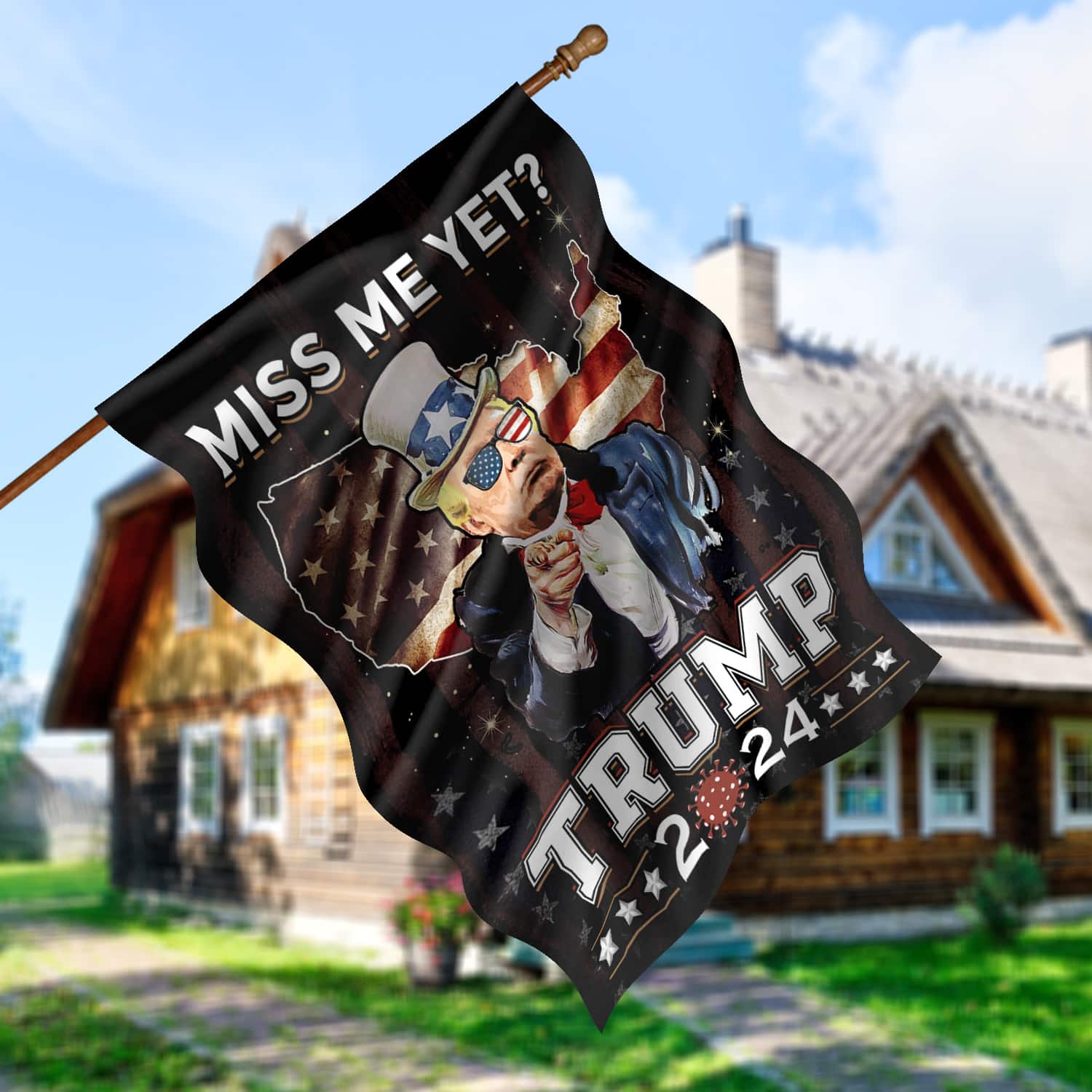 4KT. Miss Me Yet Trump 2024-30x40 House Flag Mockup 5