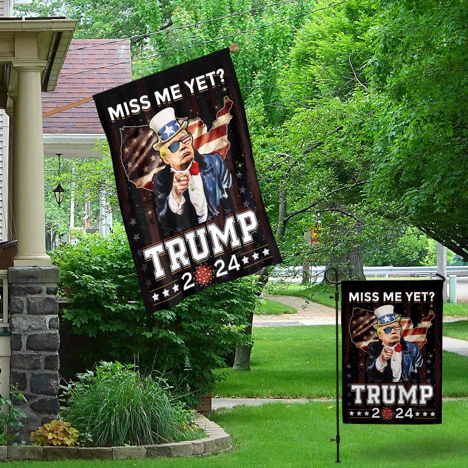 4KT. Miss Me Yet Trump 2024-30x40 Garden & House Mockup 1