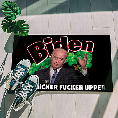 Alternative view of Joe Biden The Quicker Fucker Upper Indoor Outdoor Doormat - Funny Pro Trump Anti Biden Door Mat