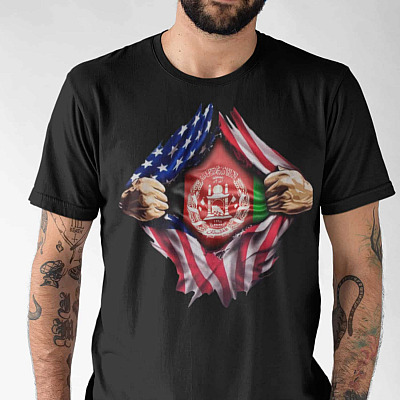 American Flag Free Afghanistan T-Shirt - V-Neck Tee - Afghanistan Flag Shirt