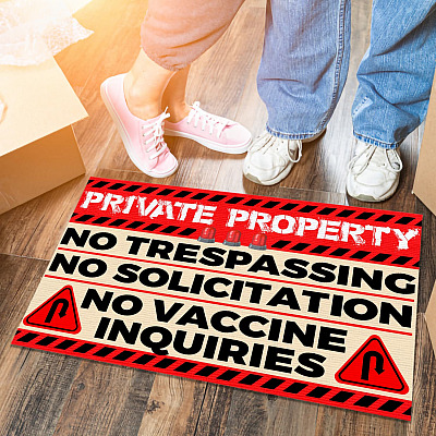 Alternative view of Private Property No Trespassing No Solicitation No Vaccine Inquiries Doormat - Funny Private Property Outdoor Doormat