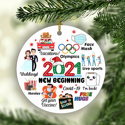 Alternative view of 2021 in A Year Review Decorative Christmas Ornament Keepsake - Holiday Flat Circle Ornament