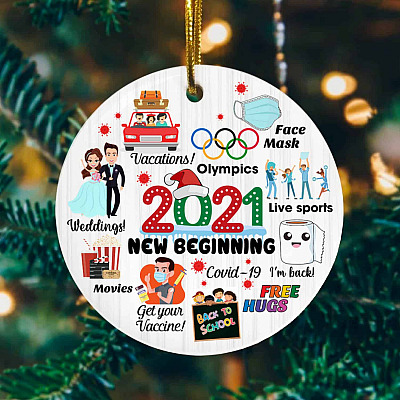 2021 in A Year Review Decorative Christmas Ornament Keepsake - Holiday Flat Circle Ornament