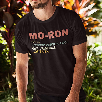 Alternative view of Mo-Ron Definition T-Shirt - Mo-ron A Stupid Person Biden T-Shirt - Moron Biden Retro Vintage T-Shirt