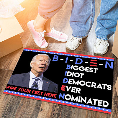 Alternative view of Biden Biggest Idiot Democrats Ever Nominated Wipe Your Feet Here House Doormat - Anti Biden Outdoor Doormat