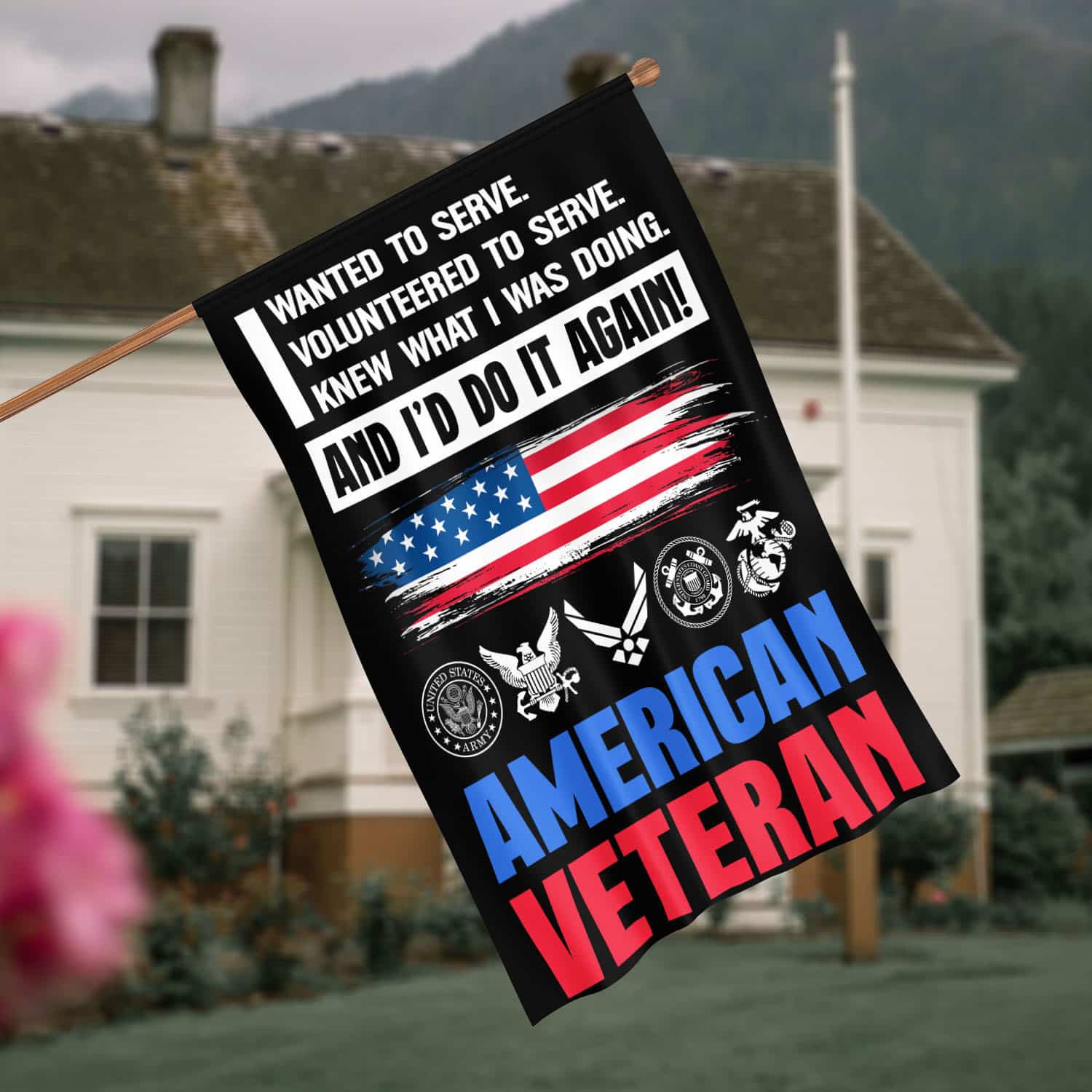 5Th. American Veteran House Flag Mockup 4