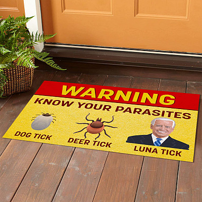 Alternative view of Warning Know Your Parasites Dog Tick Deer Tick Luna Tick House Doormat - Outdoor Indoor Doormat