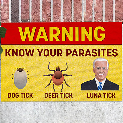 Warning Know Your Parasites Dog Tick Deer Tick Luna Tick House Doormat - Outdoor Indoor Doormat