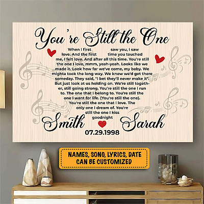 Customized Song Lyrics Canvas - Personalized Name Anniversary Wedding Gift Home Decor Wall Art - Poster