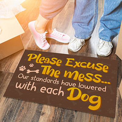 Alternative view of Please Excuse the Mess Our Standard Have Lowered with Each Dog Doormat - Funny Indoor Outdoor Doormat for Dog Owner