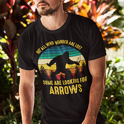 Alternative view of Not All Who Wander Are Lost Some Are Looking For Arrows Bigfoot Vintage Retro T-Shirt