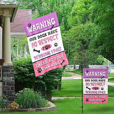 Alternative view of Warning Our Dogs Have No Respect For Personal Space Outdoor Indoor Garden Flag - House Flag - Wall Flag