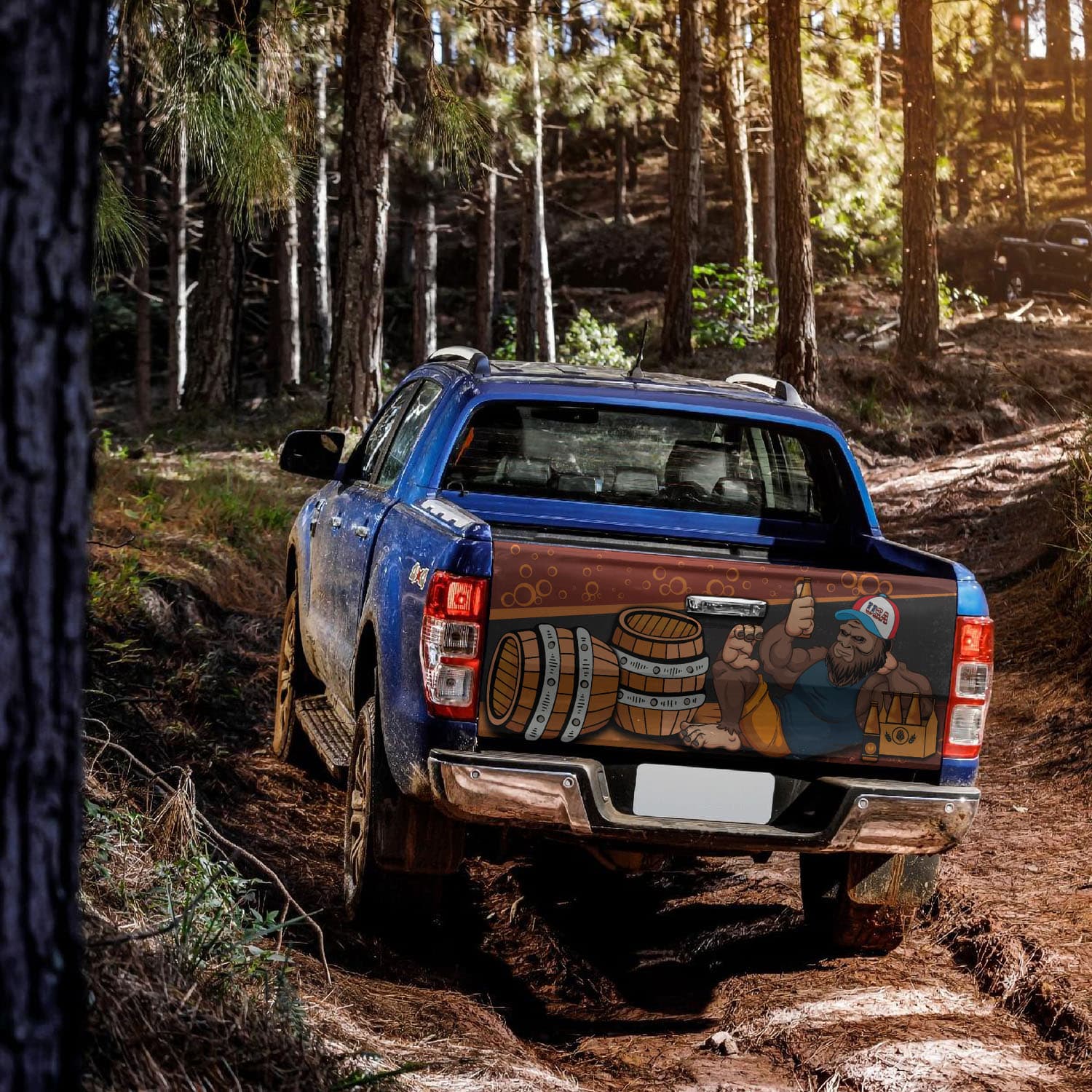 10VT. Bigfoot Drinking Beer Tailgate Tailgate Wrap Mockup 16