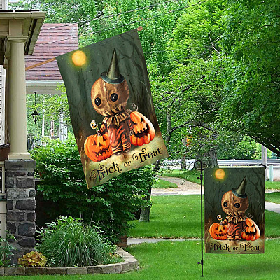 Alternative view of Sam Trick R Treat Halloween Pumpkin Jack-o'-lantern Outdoor Indoor Garden Flag - House Flag - Wall Flag