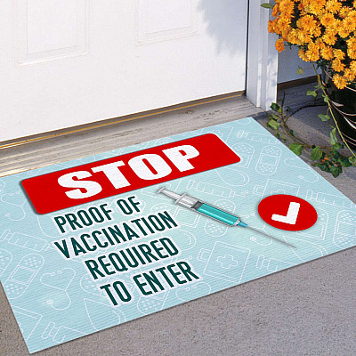 Alternative view of Stop Proof Of Vaccination Require To Enter Outdoor Indoor Doormat - Get Vaccinated Door Mat Entry Rug