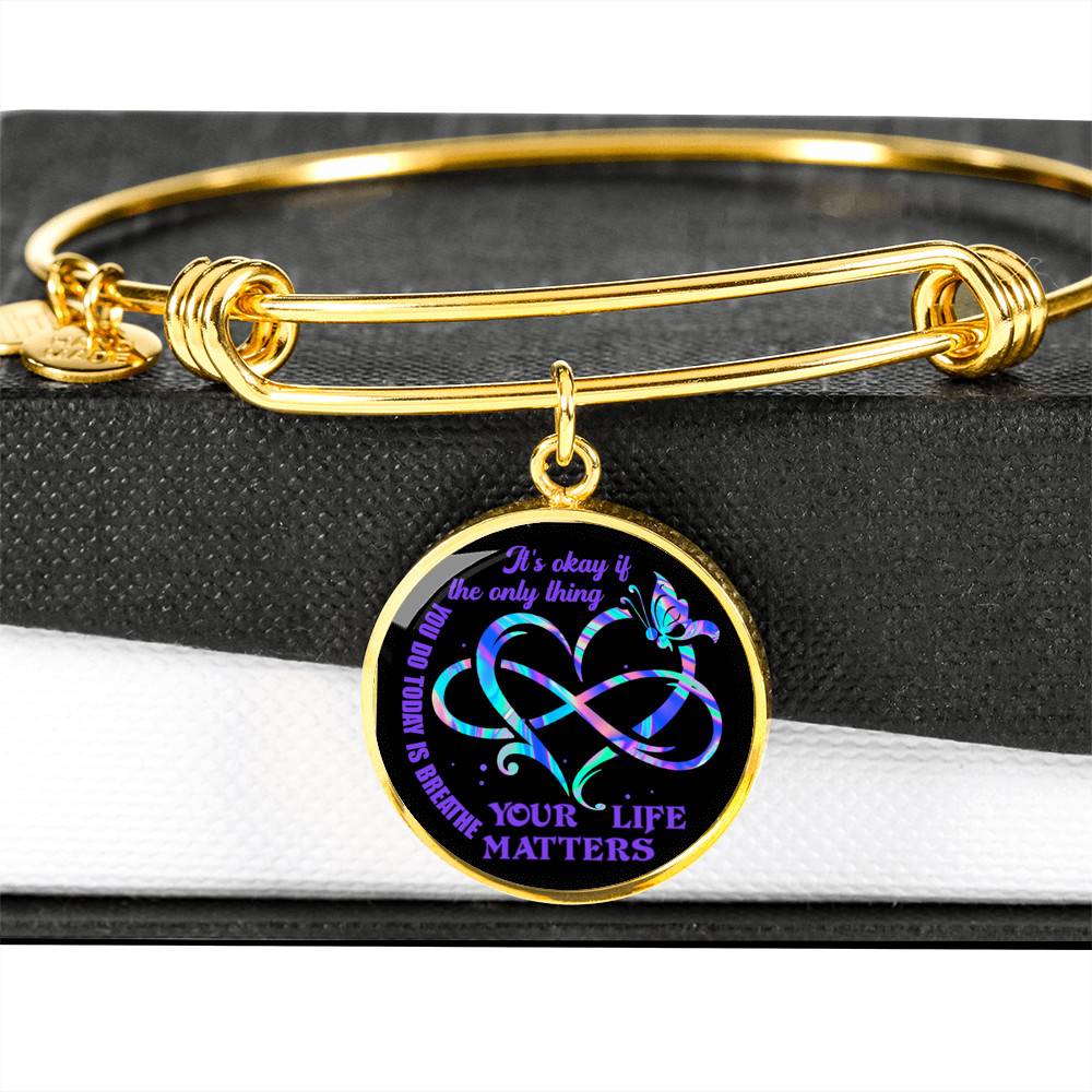 It's Ok If The Only Thing You Do Today Is Breathe Your Life Matters Circle Pendant Necklace