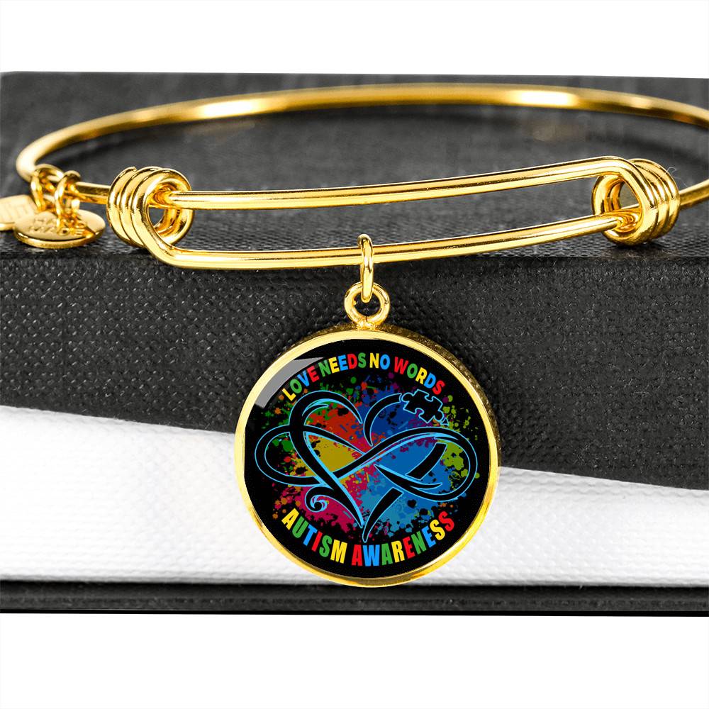 Love Needs No Words Autism Awareness Circle Pendant Necklace
