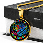 Love Needs No Words Autism Awareness Circle Pendant Necklace