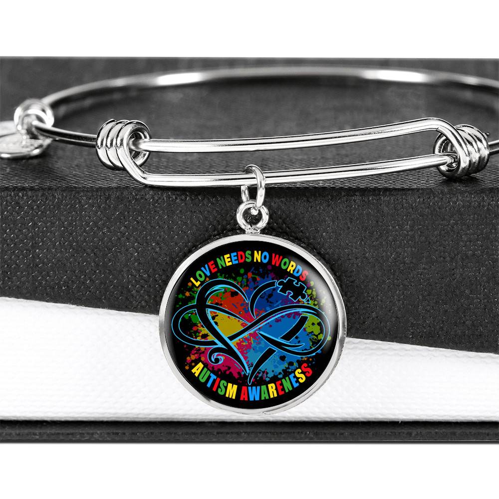 Love Needs No Words Autism Awareness Circle Pendant Necklace