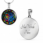 Love Needs No Words Autism Awareness Circle Pendant Necklace