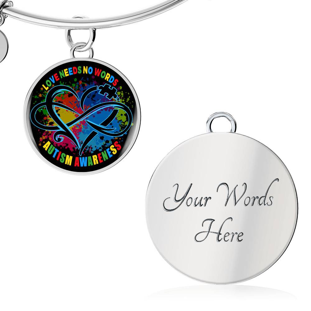 Love Needs No Words Autism Awareness Circle Pendant Necklace