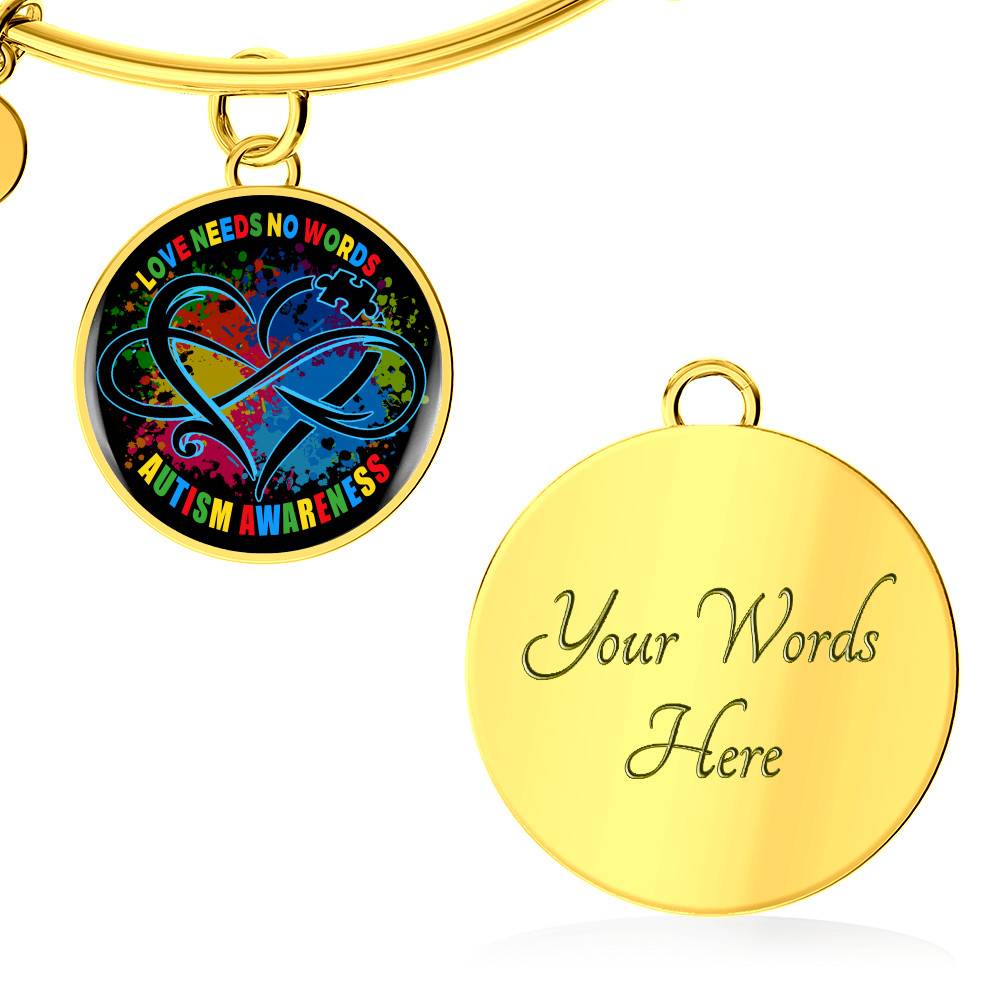 Love Needs No Words Autism Awareness Circle Pendant Necklace