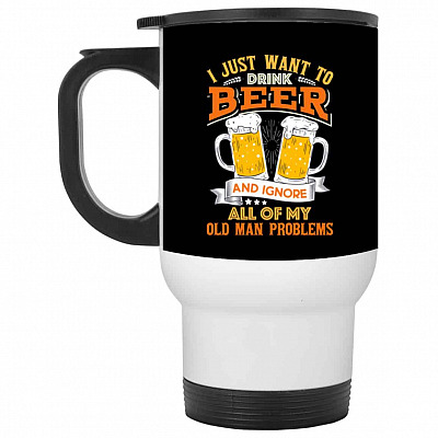 14 oz. White Travel Mug