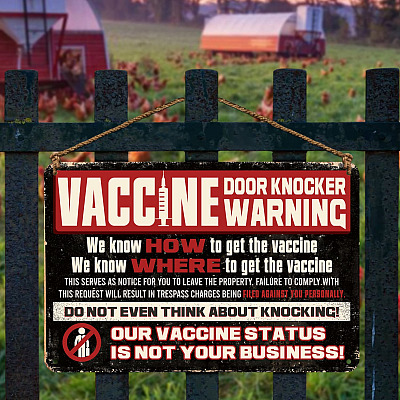 Alternative view of Vaccine Door Knocker Warning We Know How to Get the Vaccine Retro Decorative Metal Sign - Indoor Outdoor Decor Farmhouse