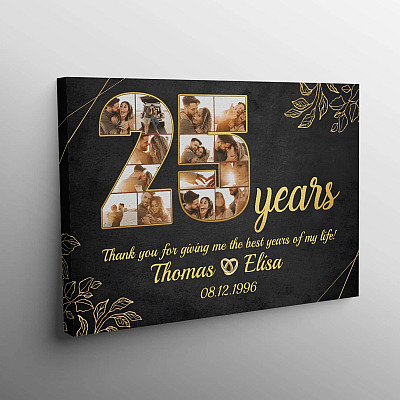 Alternative view of Personalized 25 Years Together Anniversary Framed Canvas - Custom Photo 25th Year Wedding Anniversary Unframed Poster