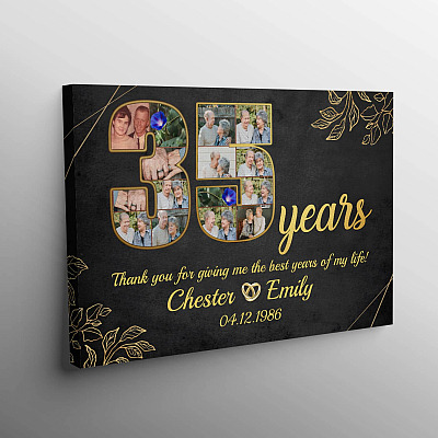 Alternative view of Personalized 35 Years Together Anniversary Framed Canvas - Custom Photo 35th Year Wedding Anniversary Unframed Poster