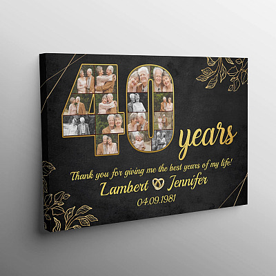 Alternative view of Personalized 40 Years Together Anniversary Framed Canvas - Custom Photo 40th Years Wedding Anniversary Unframed Poster