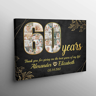 Alternative view of Personalized 60 Years Together Anniversary Framed Canvas - Custom Photo 60th Year Wedding Anniversary Unframed Poster