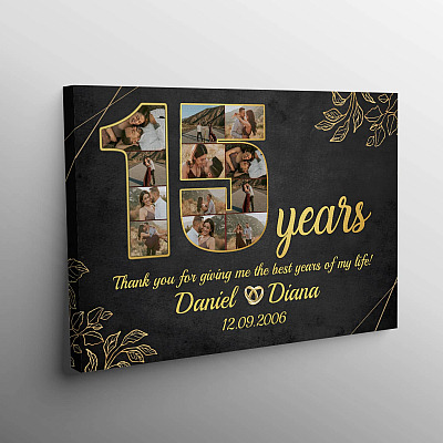 Alternative view of Personalized 15 Years Together Anniversary Framed Canvas - Custom Photo 15th Year Wedding Anniversary Unframed Poster