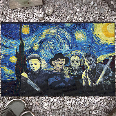 Starry Night Horror Halloween Movies Characters Decorative Doormat - Welcome Mat