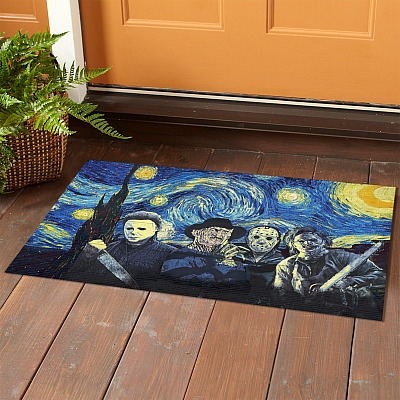 Alternative view of Starry Night Horror Halloween Movies Characters Decorative Doormat - Welcome Mat
