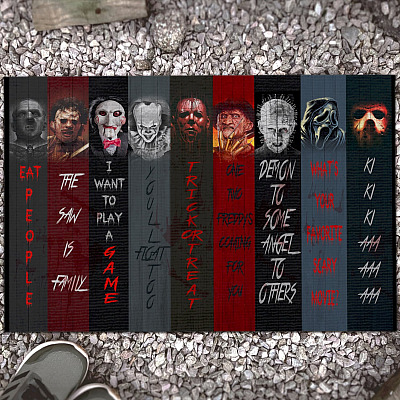 Eat People The Saw Is Family I Want to Play A Game Horror Movies Characters Decorative Doormat - Welcome Mat