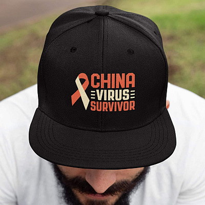 China Virus Survivor Twill Cap - High-Profile Snapback Hat - Anti China Hat