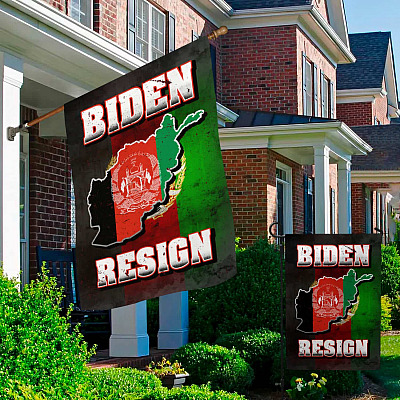 Alternative view of Biden Resign Afghanistan Garden Flag - Free Afghanistan House Flag - Wall Flag