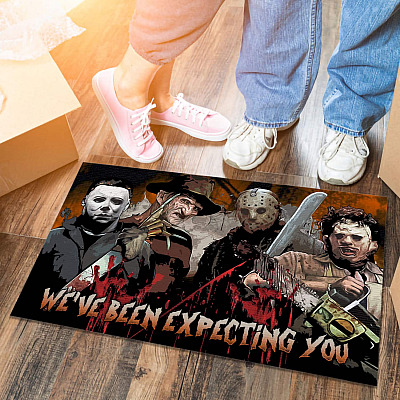Alternative view of We've Been Expecting You Michael Freddy Jason Horror Movie Characters House Doormat - Halloween Outdoor Doormat