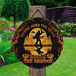 4KT. Never Mind The Witch Bigfoot Door Sign Mockup 2
