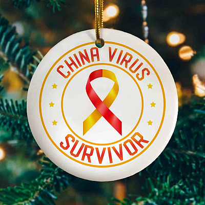 China Virus Survivor Decorative Circle Ornament Keepsake - Funny Pandemic Survivor Ornament