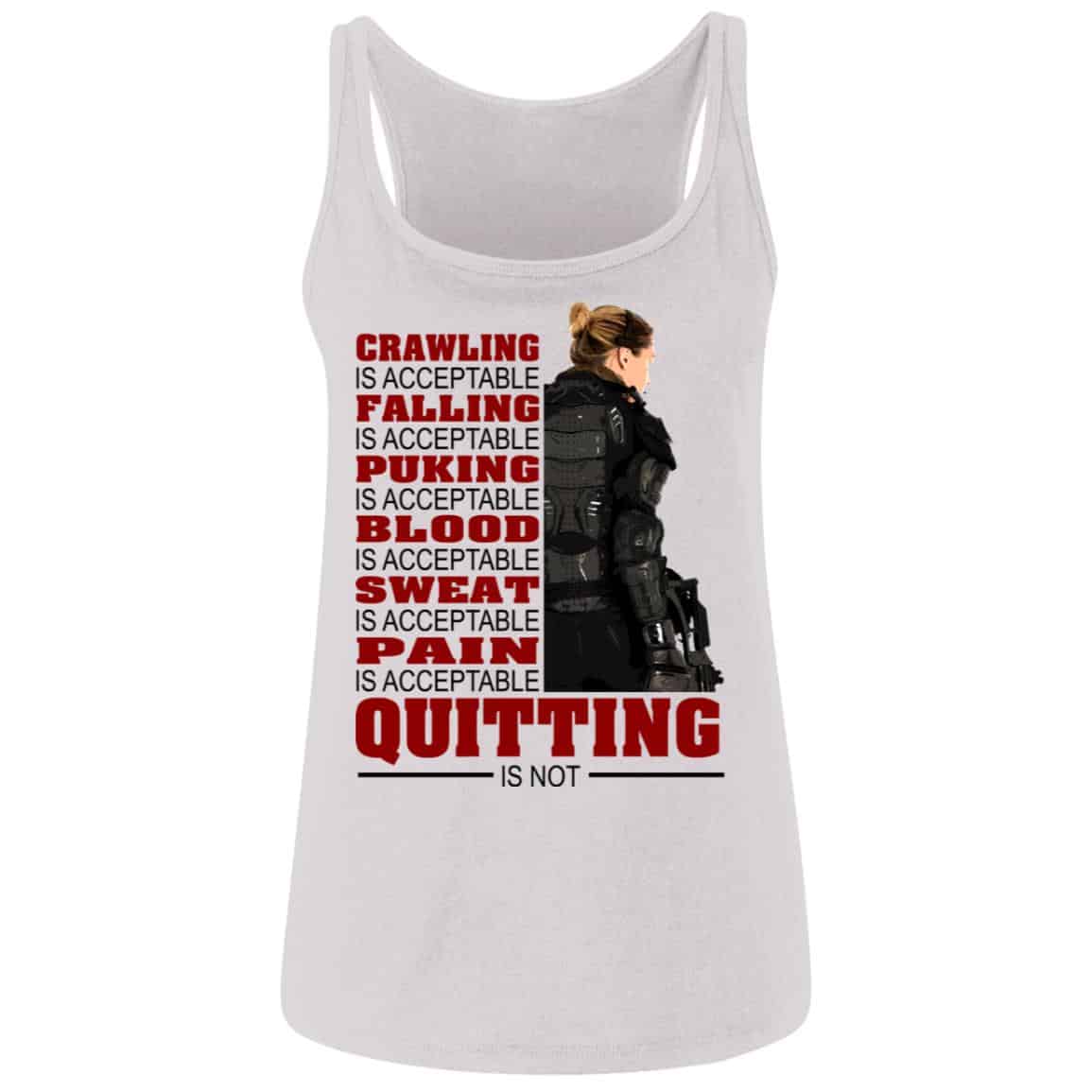 Crawling is Acceptable Falling is, White, Ladies Tank Top