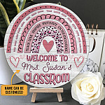 Personalized Welcome To Teacher's Classroom Wooden Front Door Sign - Custom Teacher Welcome Sign For Front Porch