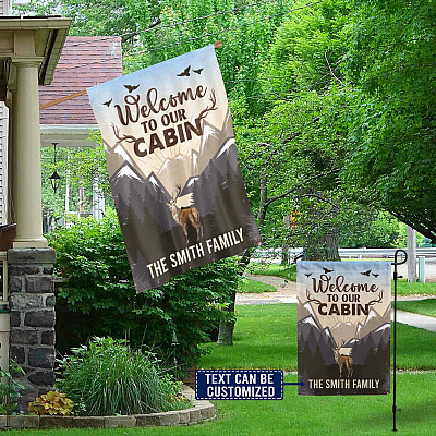 Alternative view of Personalized Welcome to Our Cabin Decorative Garden Flag - Indoor Outdoor Flag - House Flag